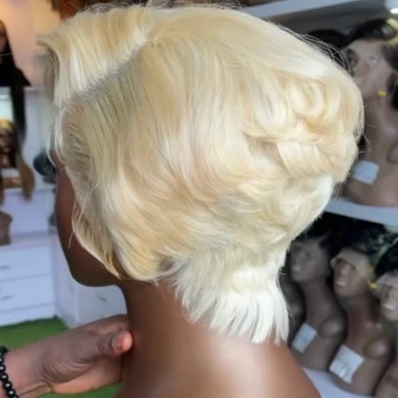 GLUELESS -13”4 FRONTAL SHORT BLONDE PIXIE LACE WIG,All Products : American Fashion Style Bags On Sale